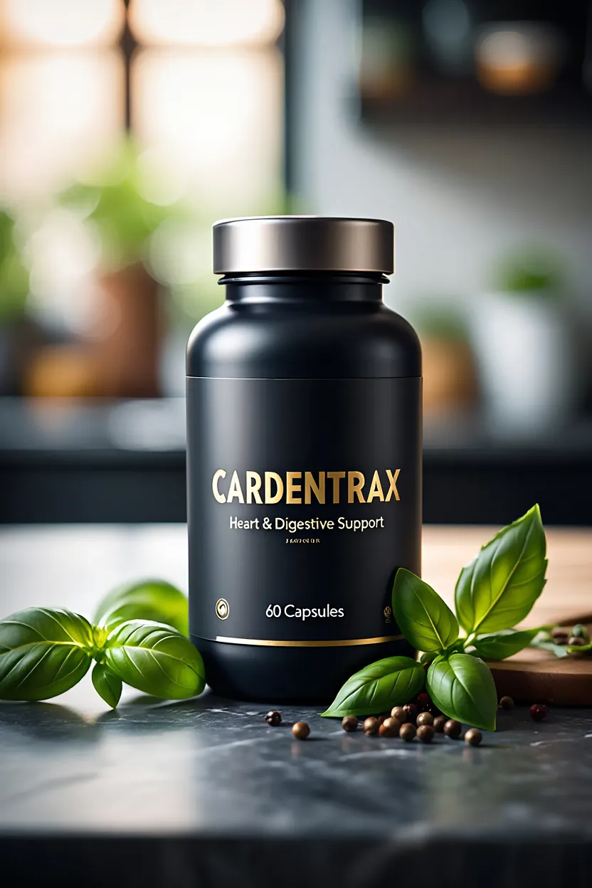 Cardentrax supplement bottle with natural ingredients for heart and digestive support